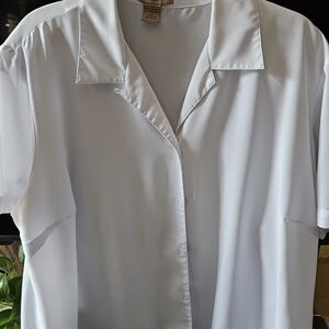 Notations White Polyester Button Down Shirt